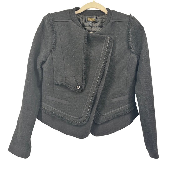 Greylin Jackets & Blazers - Anthropologie x Greylin Womens Black Asymmetrical Fringe Moto Jacket 
Size M